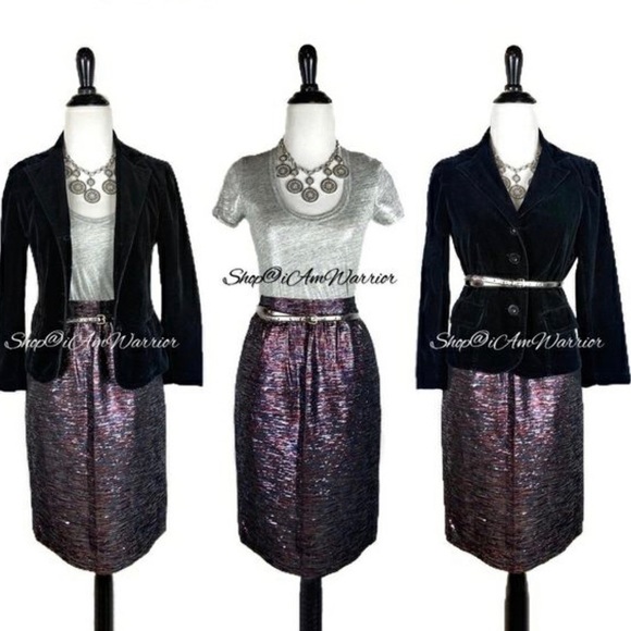 J.Crew Collection multicolor metallic tinsel pencil skirt *shop@iAmWarrior - Picture 2 of 11